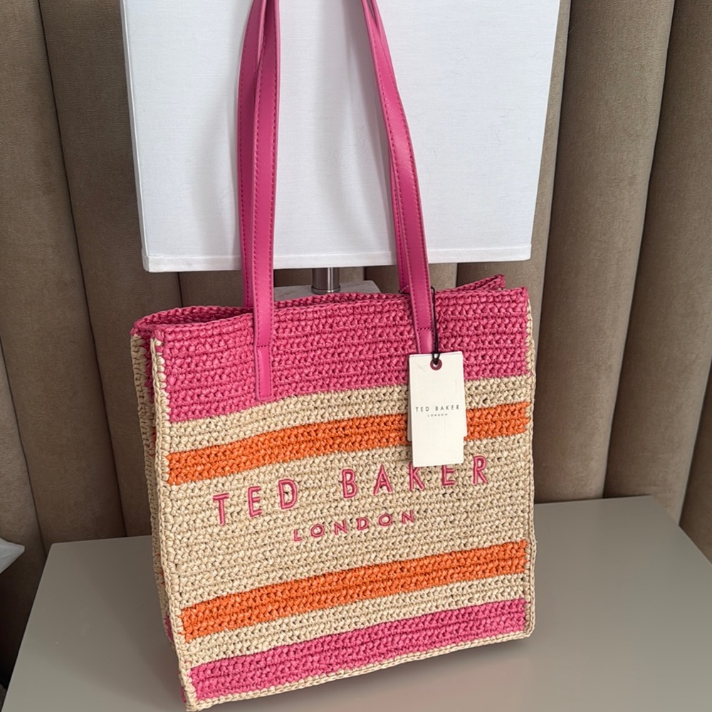 Ted Baker Pink and Orange Striped Tote Bag